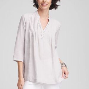 Chico's Embellished Linen Kurta Tunic